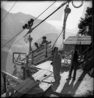 Bergstation der Baustellen-Seilbahn Aletsch Kraftwerk 1949