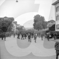 Besammlung der Soldaten zum WK, Bahnhof Affoltern a.A., 1951