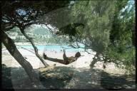 Mann in Hängematte, Mallorca 1976