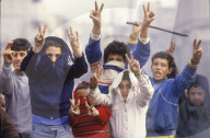 Kinder und Jugendliche demonstrieren gegen israelische Besetzung, Ramallah 1987
