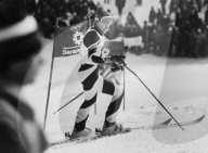 Olympische Winterspiele in Sarajevo 1984: Pirmin Zurbriggen nach seinem Ausscheiden im 1. Lauf