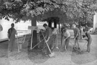 Einwohner von Arth säubern die Quaianlage am Zugersee 1970