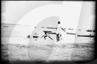 Kinder spielen Fussball am Strand, Brasilien 1950