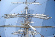 Matrosen in der Takelage der "Sedov" 1990
