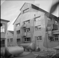 Fabrikgebäude nach Explosion von Aceton, Basel 1954