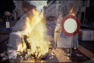 Brennende Barrikade an der Limmatstrasse, 1980