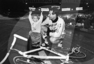 Zürcher Sechstagerennen 1992: Urs Freuler mit Sohn Dominic