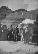 Schweizer Lastwagen, Chauffeure am Zoll von Port-Bou; 1944