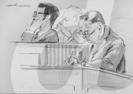 Gerichtszeichnung zum 'Vatti'-Prozess, Paul Baumann, 1976