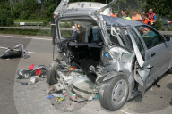 Auffahrunfall auf der A3, 2005: Der zerstörte Seat Ibiza