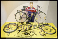 Barbara Ganz vor zerlegtem City-Bike 1991