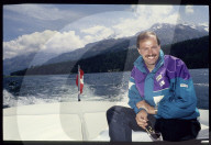 Gustav Weder, Bobfahrer auf dem Silsersee 1990