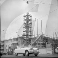 Minarett der ersten Schweizer Moschee in Bau, Zürich 1962