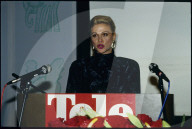 Marie-Therese Gwerder am Tele-Rednerpult 1988