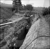 Ausschachtung auf Baustelle CERN, Meyrin 1956