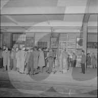 Protest gegen Moskaupilger bei deren Rückkehr, 1957
