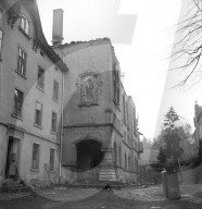 WK 2: Bombenabwürfe; abgebranntes Haus, Schaffhausen 1944