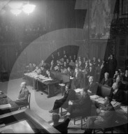 Oltramare, Fonjallaz, Bonny, Angeklagte im Prozess gegen Schweizer Nazis, Nationalsozialisten; 1947