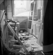 Verwüstete Wohnung nach Gasexplosion, Genf 1953