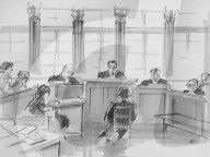 Gerichtszeichnung zum 'Vatti'-Prozess, Paul Baumann, 1976