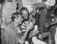 Ferdi Kübler und Hugo Koblet mit Ovomaltine 1956