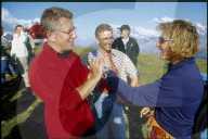 Röbi Koller und Evelyne Binsack nach 'Eiger Live' 1999