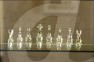 Antike Schachfiguren aus Glas