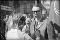 Bundesrat Tschudi bei 1. Mai Kundgebung in Bern 1973
