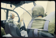 Korpskommandant Franchini im Cockpit der Alouette 03, 1982