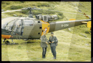 Korpskommandant Franchini vor Militärhelikopter 1982