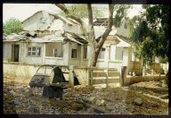 Zerstörte Gebäude in der Stadt N'Djamena, Tschad 1984