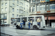 Einsatzwagen der Polizei bei Jugend-Demonstrationen in Zürich 1980