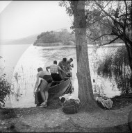 Jugendliche am Bootfahren auf dem Hallwilersee, 1958