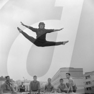 Rom 1960: Trampolintraining im Freien