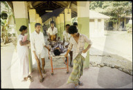 Verletzter Mann im Bürgerkrieg in Sri Lanka, 1987