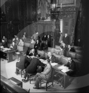 Oltramare, Fonjallaz, Bonny, Angeklagte im Prozess gegen Schweizer Nazis, Nationalsozialisten; 1947