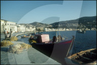 Stadt, Fischerboote in einer Bucht auf der Insel Samos