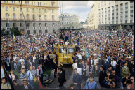 Demonstration für die Opfer des Augustputsches in Moskau, 1991