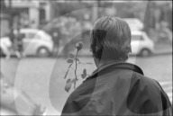 Studentenunruhen in Paris 1968: Mann mit Rose