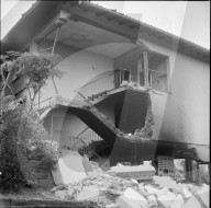 Zerstörtes Fabrikgebäude nach Explosion, Stäfa 1957