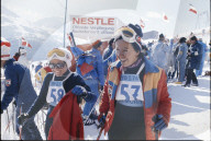 Ski-WM in St. Moritz 1974: Libanesische Fahrerinnen vor dem Start