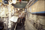 Maschinenraum der "Sedov"; russisches Segelschulschiff 1990