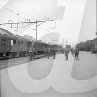 Besammlung der Soldaten zum WK, Bahnhof Affoltern a.A., 1951