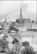 Hochwasser in Ennetbürgen nach Felsrutsch 1970