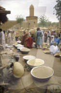 Traditioneller afrikanischer Markt in Mali, Moschee, 1984