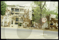 Zerstörte Gebäude in der Stadt N'Djamena, Tschad 1984
