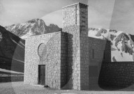 WK II Italien: Kapelle neben dem Hotel auf dem Grand Sasso, wo Mussolini gefangen gehalten wurde