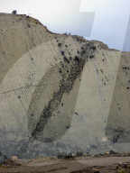 Dinosaurier-Spuren an Felswand in Sucre, Bolivien 2006