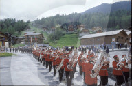 Blasmusik an Fronleichnams-Prozession; Grächen 1983