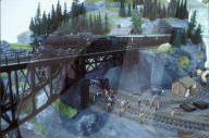 Modelleisenbahn auf Viadukt, 1983